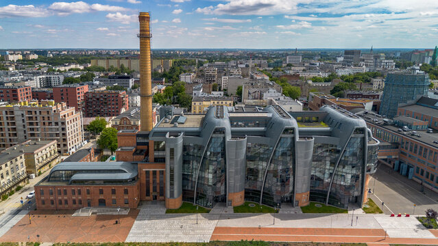 Aerial view of the EC1 Building. Ł&oacute;dź, Poland.