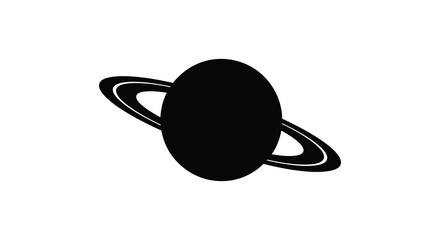 Saturn Silhouette Against White Background Minimalist Planetary Shape © MBHM Studio