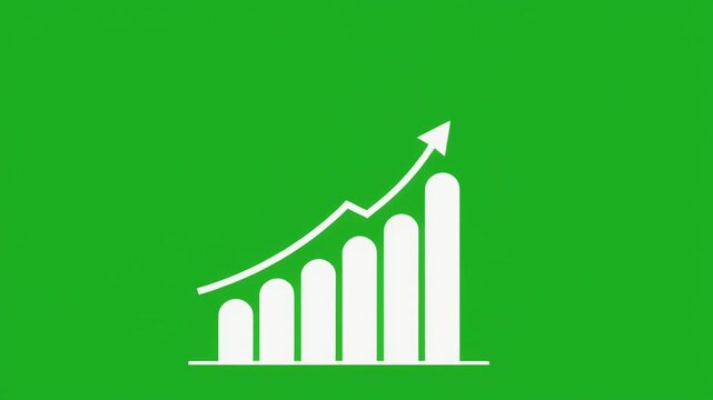 A clean and clear visual representation of a rising sales graph with an upward trend arrow on a vibrant green backdrop, signifying growth and success