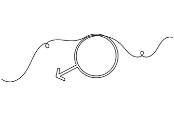 Obraz premium Mars planet icon sign continuous one line drawing on white background minimalist single line art space explanations and futuristic technology presentations symbol outline vector illustration