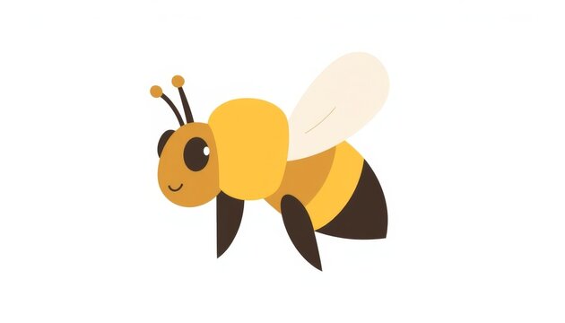 There is a bee that is flying in the air with a smile on it ' s face