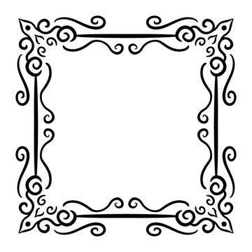 Ornate square vintage flourish border frame vector illustration