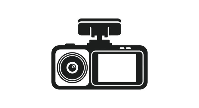 Dash Camera Silhouette Black Vector Icon On White Background