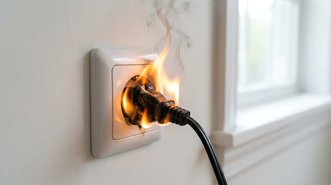 ElectricalOutletFireWithSmokeFromPluggedInDevice