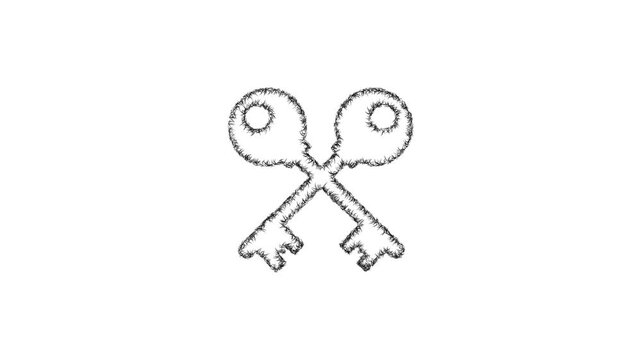 Sketch crossed keys icon animation - smooth progressive reveal