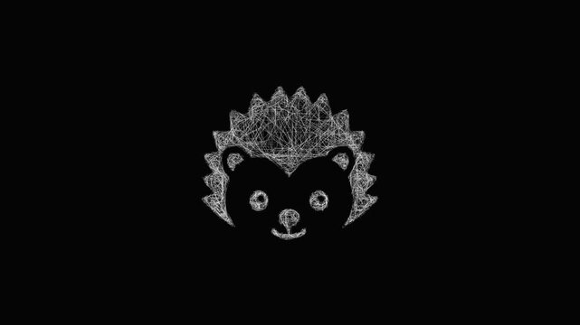 Sketch hedgehog face icon animation - smooth progressive reveal
