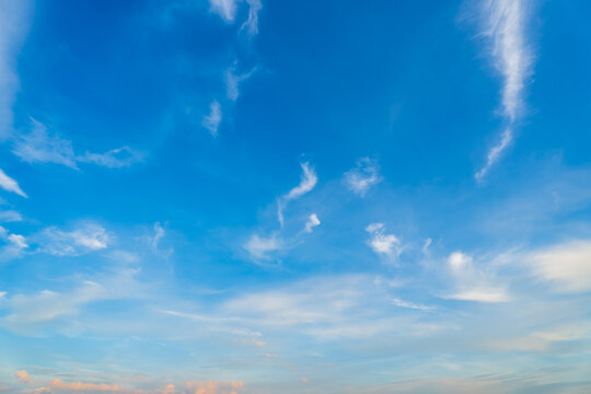 beautiful airatmosphere bright blue sky background abstract clear texture with white clouds.