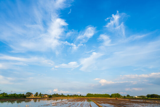 beautiful airatmosphere bright blue sky background abstract clear texture with white clouds.