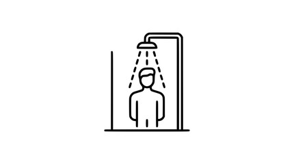 Fototapeta premium Man taking a shower icon or line art illustration