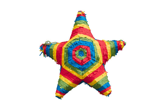 Decorative Colorful Star Pi&ntilde;ata Birthday Party Accessory Isolated on Transparent Background