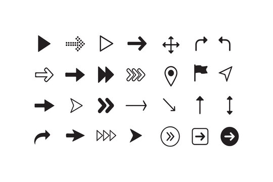 Arrow Icons Minimalist Navigation Direction Pointer Cursor UI Vector Collection Set