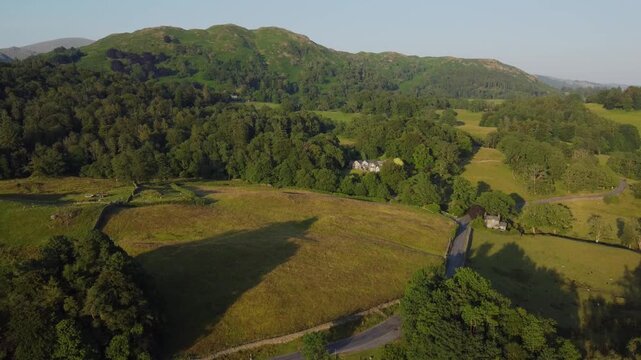 Drone. The Lake District, landscaoe shot. Cutaway. UK holiday. 
