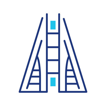 Bahrain trade center icon. Travel and landmark building line symbol. Color.