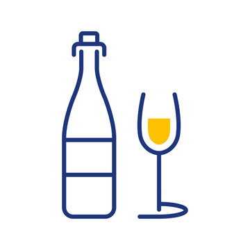 Wine glass icon. Food and alcoholic beverage line symbol. Color.