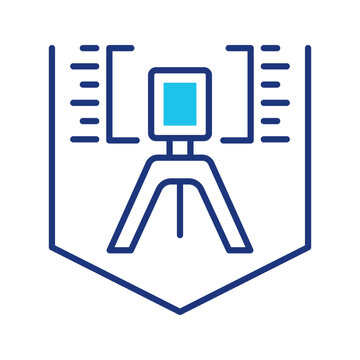 Laser scanner icon. Industry and surveying line symbol. Color.