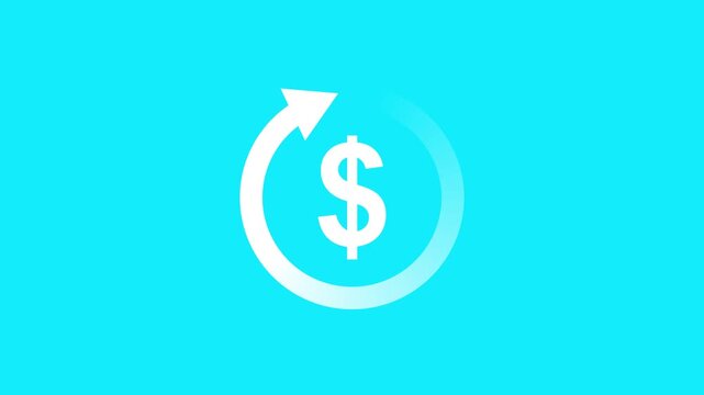 Dollar refund icon, currency exchange icon animation. dollar and round circle arrow icon, Circular arrow refresh icon, Loading screen animation - Animated spinning wheel icon, 4k