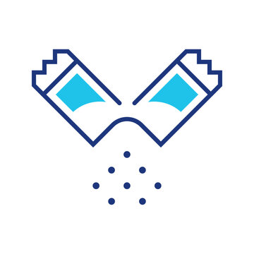 Salt packet icon. Food and seasoning line symbol. Color.