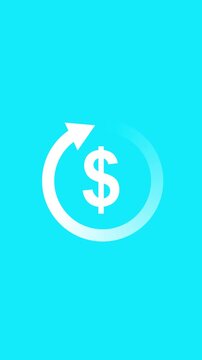 Animated dollar coin icon with rotating circular refresh arrows. Representing financial growth and money icon. dollar refund icon, currency exchange icon animation. dollar and round circle arrow icon.
