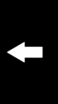 White arrow pointing left on background. direction symbol indicating back or previous page. Simple red pointer showing opposite direction. motion videos icon  