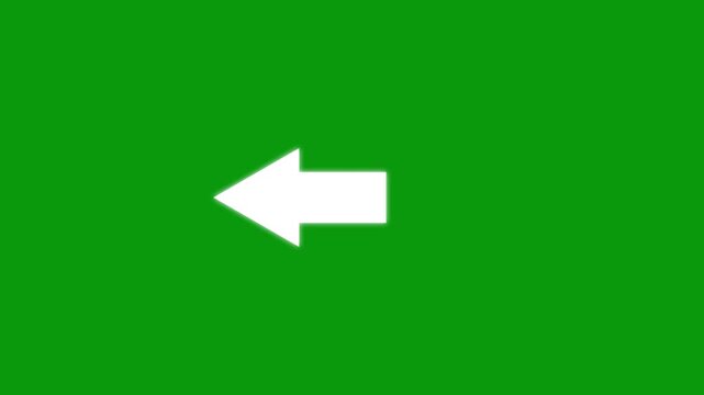 White arrow pointing left on background. direction symbol indicating back or previous page. Simple red pointer showing opposite direction. motion videos icon  