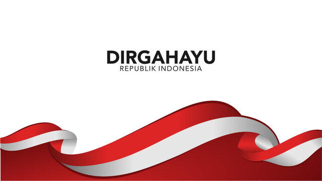 Flowing Indonesian Flag Independence Day Banner Border