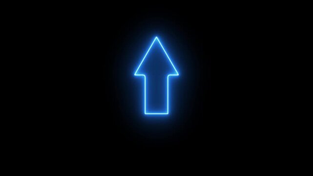 Neon sign White wiggly up pointing sketch arrow icon on alpha 4k, up direction arrows symbol. arrow button icon or swipe-upload arrow signal animation. 