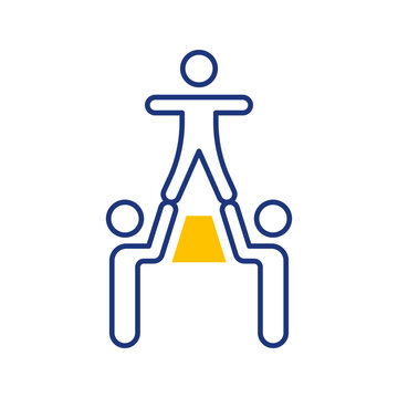 Human pyramid icon. Sports and human tower line symbol. Color.
