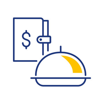 Restaurant menu icon. Business and food service line symbol. Color.