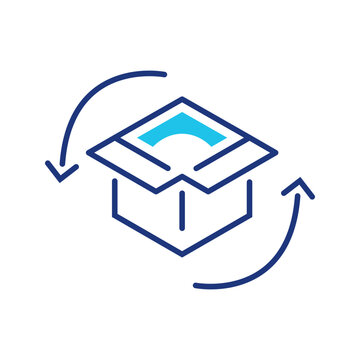 Recycling goods icon. Business and reverse logistics line symbol. Color.