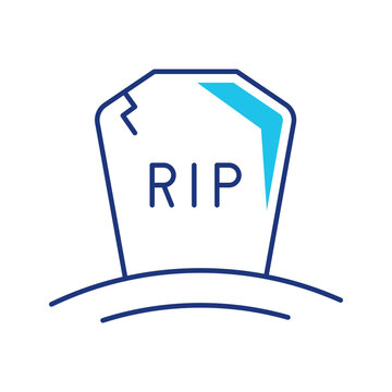 Rip tombstone icon. Religion and graveyard line symbol. Color.