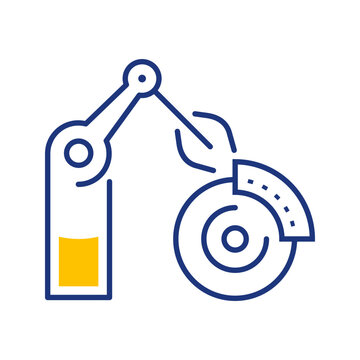 Robot arm icon. Industry and industrial automation line symbol. Color.