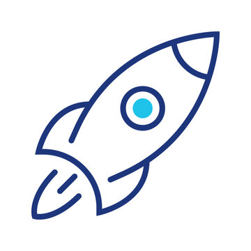 Rocket ship icon. Science and spacecraft line symbol. Color.
