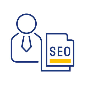Seo specialist icon. Business and digital marketing line symbol. Color.