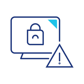 Security warning icon. Business and cybersecurity line symbol. Color.