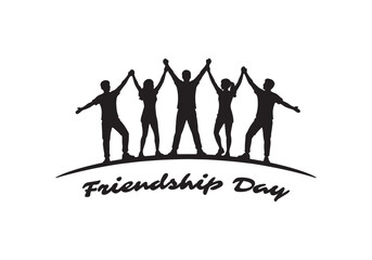 Obraz premium Silhouette illustration of a group of friends celebrating together on Friendship Day.