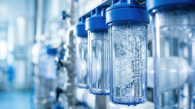Clean water technology featuring a close-up of a reverse osmosis filtration system.