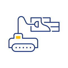 Obraz premium Robot painter icon. Industry and robotic painting line symbol. Color.