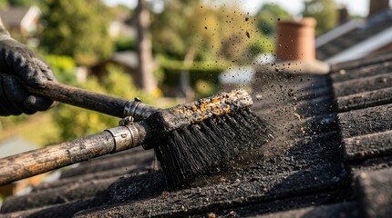 Fototapeta premium A specialized brush used for chimney cleaning and roof maintenance.