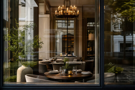 Hotel Lobby Corner With Layered Restaurant Depth And Contemporary Cafe Dining