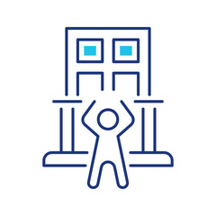 Fototapeta premium Balcony spectator icon. Buildings and building facade line symbol. Color.