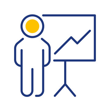 Business presentation icon. Business and presentation line symbol. Color.