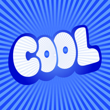 Bright blue retro style word cool with radial burst background vibrant typography and dynamic design