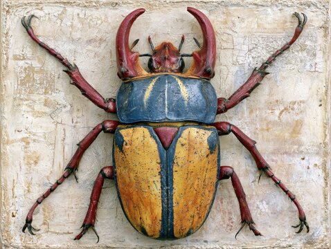 Colourful encaustic goliath beetle