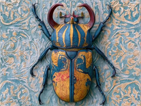 Colourful encaustic goliath beetle