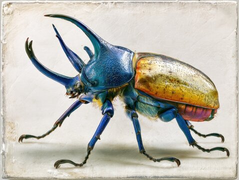 Colourful encaustic hercules beetle