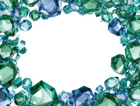 Twinkling Emerald And Sapphire border with clear copy space