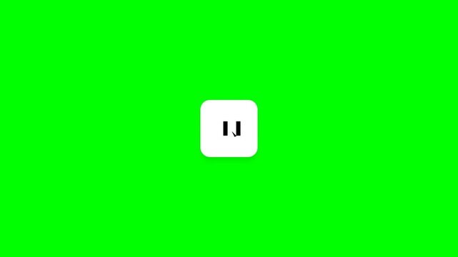 Animated play and pause button icon on green screen background
