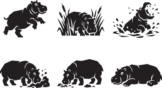 A set of behemoths. Hand drawn vector illustration	
