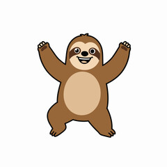 Obraz premium Cute Cartoon Sloth With Raised Arms.