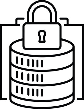 Secure database storage with padlock icon illustration